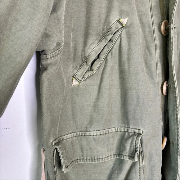 Free People Army Green Boho Style Joshua Tree Hooded Utility Jacket Size XS - Picture 5 of 11
